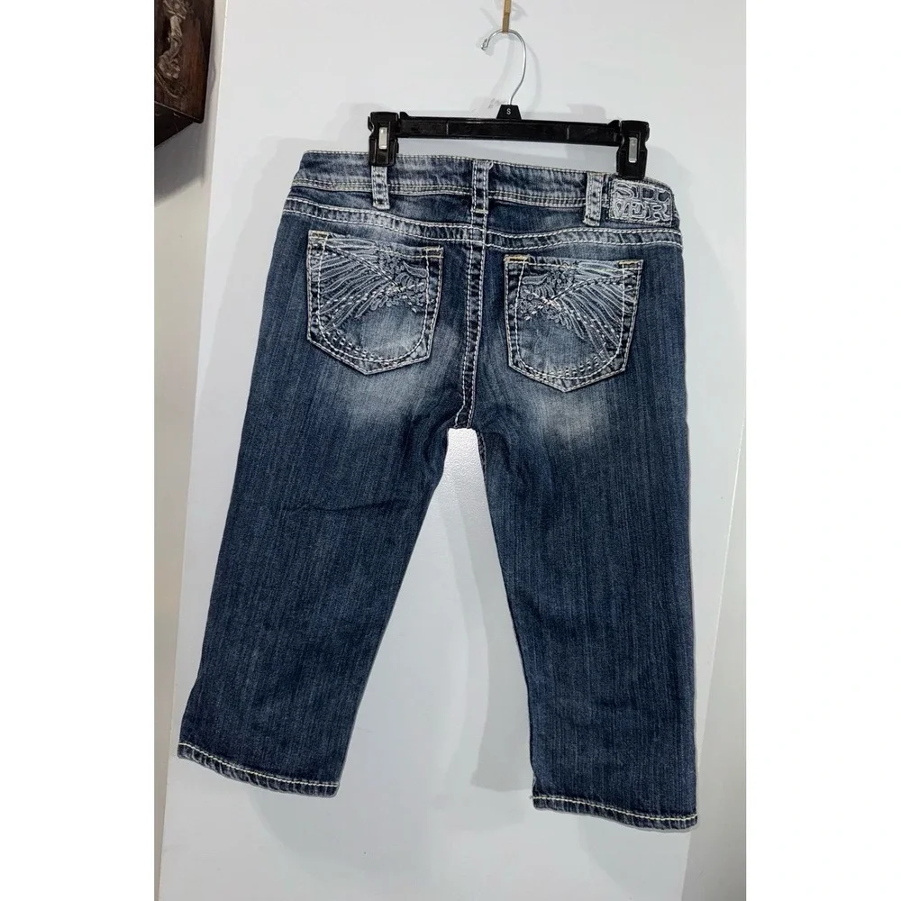 Silver jeans‎ low rise embellished wings capri jeans 32 (runs small in thighs) - Picture 4 of 12
